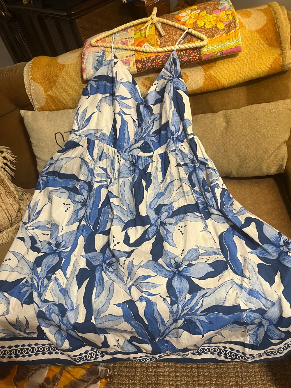 H&M Cotton Blue Iris Cotton Dress